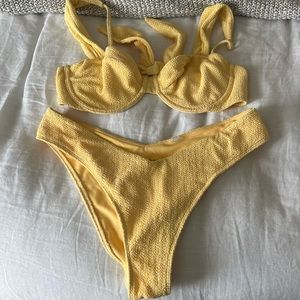 Abercrombie and Fitch Pleated Yellow Bikini set